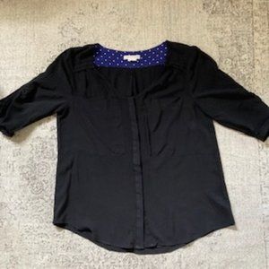 🧡3/15 Anthropologie Edme & Esylite 3/4 Sleeve Black Blouse Women's 6